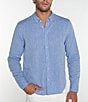 Color:Blue - Image 3 - Convertible Long Sleeve Linen Blend Shirt