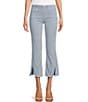 Color:Chambray Stripe - Image 1 - Crop Flare Mid Rise Stripe Jeans