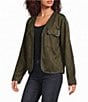 Liverpool Los Angeles Faux Suede Collarless Long Sleeve Open Front Jacket - Image 1