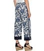 Color:Galaxy Floral - Image 2 - Floral Print Elastic Tie Waist Pull-On Cropped Wide Leg Pant