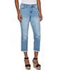 Color:Balmer - Image 1 - High Rise Straight Leg Distressed Raw Hem Cropped Jeans