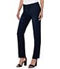 Color:Halifax - Image 1 - Kennedy Silky Stretch Straight Leg Mid Rise Denim Jeans