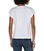 Color:White - Image 2 - Knit Crew Neck Short Sleeve Smocked Shoulder Top