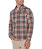 Color:Oat/Teal - Image 3 - Long Sleeve Plaid Woven Shirt