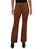 Color:Penny Brown - Image 1 - Pearl Flat Front High Rise Faux Suede Trouser Pants
