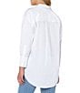 Color:White - Image 2 - Petite Size 3/4 Sleeve Oversized Button Down Point Collar High-Low Hem Shirt