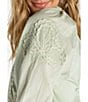 Liverpool Los Angeles Petite Size Embroidered Split V-Neck 3/4 Sleeve Button Front Blouse - Image 4