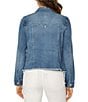 Color:Birch Bay - Image 2 - Petite Size Fray Hem Classic Jeans Jacket