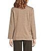 Liverpool Los Angeles Petite Size Jacquard Grid Check Notch Lapel Long Sleeve Open-Front Boyfriend Blazer, Color:Khaki Grid Ckeck - Image 2