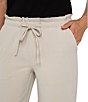 Liverpool Los Angeles Petite Size Lightweight Textured Pull-On Drawstring Tie Wide Leg Pants, Color:Dusty Tan - Image 4