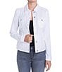 Color:White - Image 1 - Petite Size Point Collar Long Sleeve Classic Denim Jacket