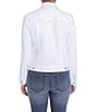 Color:White - Image 2 - Petite Size Point Collar Long Sleeve Classic Denim Jacket