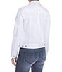 Color:White - Image 3 - Petite Size Point Collar Long Sleeve Classic Denim Jacket