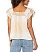 Liverpool Los Angeles Petite Size Printed Square Neck Double Layer Short Sleeve Blouse, Color:Brown Cream Multi - Image 2
