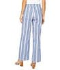 Liverpool Los Angeles Petite Size Stretch Linen Stripe Drawstring Waistband Wide-Leg Pull-On Pants, Color:White/Blue Multi - Image 2