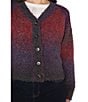 Liverpool Los Angeles Petite Size Textured Boucle Yarn Ombre Button-Front Cardigan, Color:Burgundy Ombre - Image 3