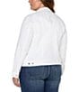 Color:Bright White - Image 2 - Plus Size Colored Slub Stretch Twill Denim Classic Jacket