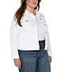 Color:Bright White - Image 3 - Plus Size Colored Slub Stretch Twill Denim Classic Jacket