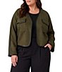 Liverpool Los Angeles Plus Size Faux Suede Collarless Long Sleeve Open Front Jacket - Image 1