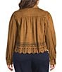 Liverpool Los Angeles Plus Size Faux Suede Point Collar Long Sleeve Laser Cut Hem Jacket - Image 2