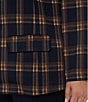 Liverpool Los Angeles Plus Size Jacquard Knit Plaid Open-Front Boyfriend Blazer, Color:Navy Toffee Plaid - Image 4