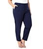 Color:Cadet Blue - Image 1 - Plus Size Kelsey Mid Rise Slim Leg Stretch Ponte Trouser Pants