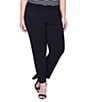 Color:Black - Image 1 - Plus Size Kelsey Mid Rise Slim Leg Stretch Ponte Trouser Pants