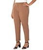 Color:Maple - Image 1 - Plus Size Kelsey Mid Rise Slim Leg Stretch Ponte Trouser Pants