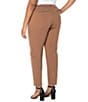 Color:Maple - Image 2 - Plus Size Kelsey Mid Rise Slim Leg Stretch Ponte Trouser Pants