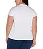 Color:White - Image 2 - Plus Size Knit V-Neck Short Sleeve Top