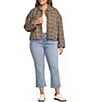 Liverpool Los Angeles Plus Size Ombre Plaid Point Collar Long Sleeve Bubble Hem Jacket - Image 4