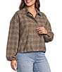 Liverpool Los Angeles Plus Size Ombre Plaid Point Collar Long Sleeve Bubble Hem Jacket - Image 3