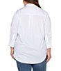 Color:White - Image 2 - Plus Size Oversized Classic Button-Down Stretch Cotton Shirt
