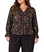 Liverpool Los Angeles Plus Size Sateen V-Neck Long Sleeve Button Front Blouse - Image 1