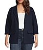 Liverpool Los Angeles Plus Size Stretch Ponte Notch Lapel 3/4 Sleeve Boyfriend Blazer, Color:Cade Blue - Image 1