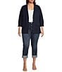 Liverpool Los Angeles Plus Size Stretch Ponte Notch Lapel 3/4 Sleeve Boyfriend Blazer, Color:Cade Blue - Image 3