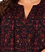 Liverpool Los Angeles Plus Size Vibrant Sateen V-Neck Long Flared Sleeve Blouse - Image 3