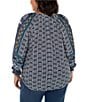 Liverpool Los Angeles Plus Size Woven Printed Split V-Neck 3/4 Sleeve Button-Front Blouse, Color:Blue Shibori Multi - Image 2