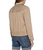Color:Biscuit Taupe - Image 2 - Point Collar Long Sleeve Button Front Trucker Jacket