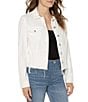 Color:Prairie White - Image 3 - Point Collar Long Sleeve Shredded Hem Denim Jacket