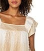 Liverpool Los Angeles Printed Square Neck Double Layer Short Sleeve Blouse, Color:Brown Cream Multi - Image 4