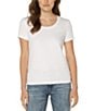 Color:White - Image 1 - Scoop Neck Short Sleeve Relax Fit Tee
