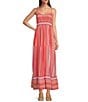 Color:Coral Multi-Stripe - Image 1 - Scoop Neckline Sleeveless Racer Back Tiered Maxi Dress