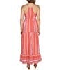 Color:Coral Multi-Stripe - Image 2 - Scoop Neckline Sleeveless Racer Back Tiered Maxi Dress