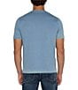 Color:Blue/White - Image 2 - Short Sleeve Stripe Print Henley Shirt