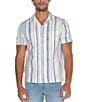 Color:White/Blue/Red Multi - Image 1 - Short Sleeve Striped Camp Shirt
