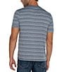 Color:White/Blue Multi - Image 2 - Short Sleeve Striped Henley T-Shirt