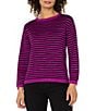 Liverpool Los Angeles Space-Dye Stripe Crew Neck Long Sleeve Sweater - Image 1