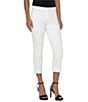 Color:Bone White - Image 1 - Mid Rise Cuffed Stretch Denim Capri Jeans