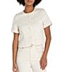 Liverpool Los Angeles Stretch Denim Round Collar Short Sleeve Cropped Coordinating Jacket - Image 1